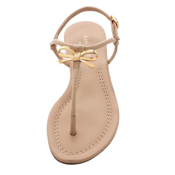 Kate Spade Tracie Gold Bow Patent Thong T-Strap Sandals - 6.5 - Picture 2 of 14